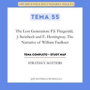 Tema 55 - The Lost Generation: F.S. Fitzgerald, J. Steinbeck and E. Hemingway. The Narrative of William Faulkner + Study Map
