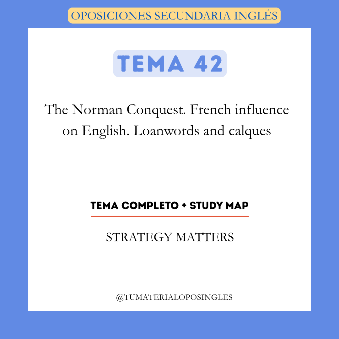 Tema 42 - The Norman Conquest. French Influence on English. Loanwords and Calques + Study Map