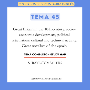 Tema 45 - Great Britain in the 18th century: Socio-economic Development, Political Articulation; Cultural and Technical Activity. Great Novelists of the Epoch + Study Map