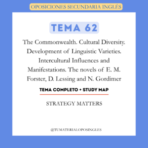 Tema 62 - The Commonwealth. Cultural Diversity. Development of Linguistic Varieties. Intercultural Influences and Manifestations. The Novels of E. M. Forster, D. Lessing and N. Gordimer + Study Map
